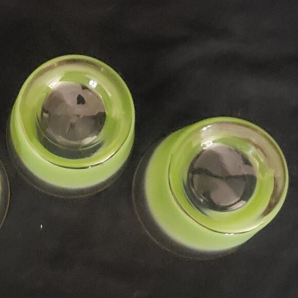 Vtg Blendo West Virginia Glass Specialty Rock Glass - Lime Green - Set of 2 - Picture 4 of 4